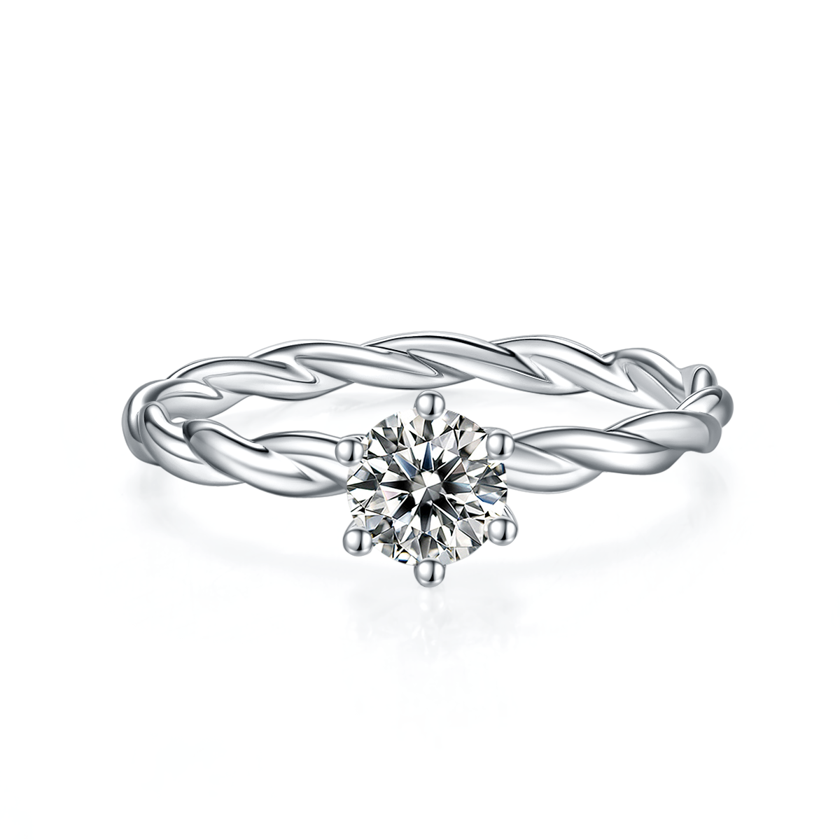 Straight arm Vine S925 Silver Plated Platinum Moissanite Women's Ring 50 Points D-Grade